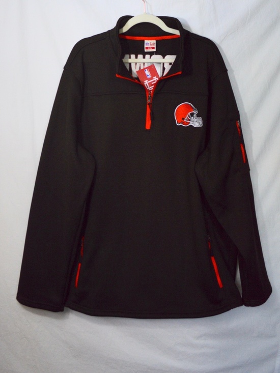 NFL Other - NEW NFL Cleveland Browns 1/4 Zip Heavy Waffle Knit Pullover XXL Brown Fleece NWT
